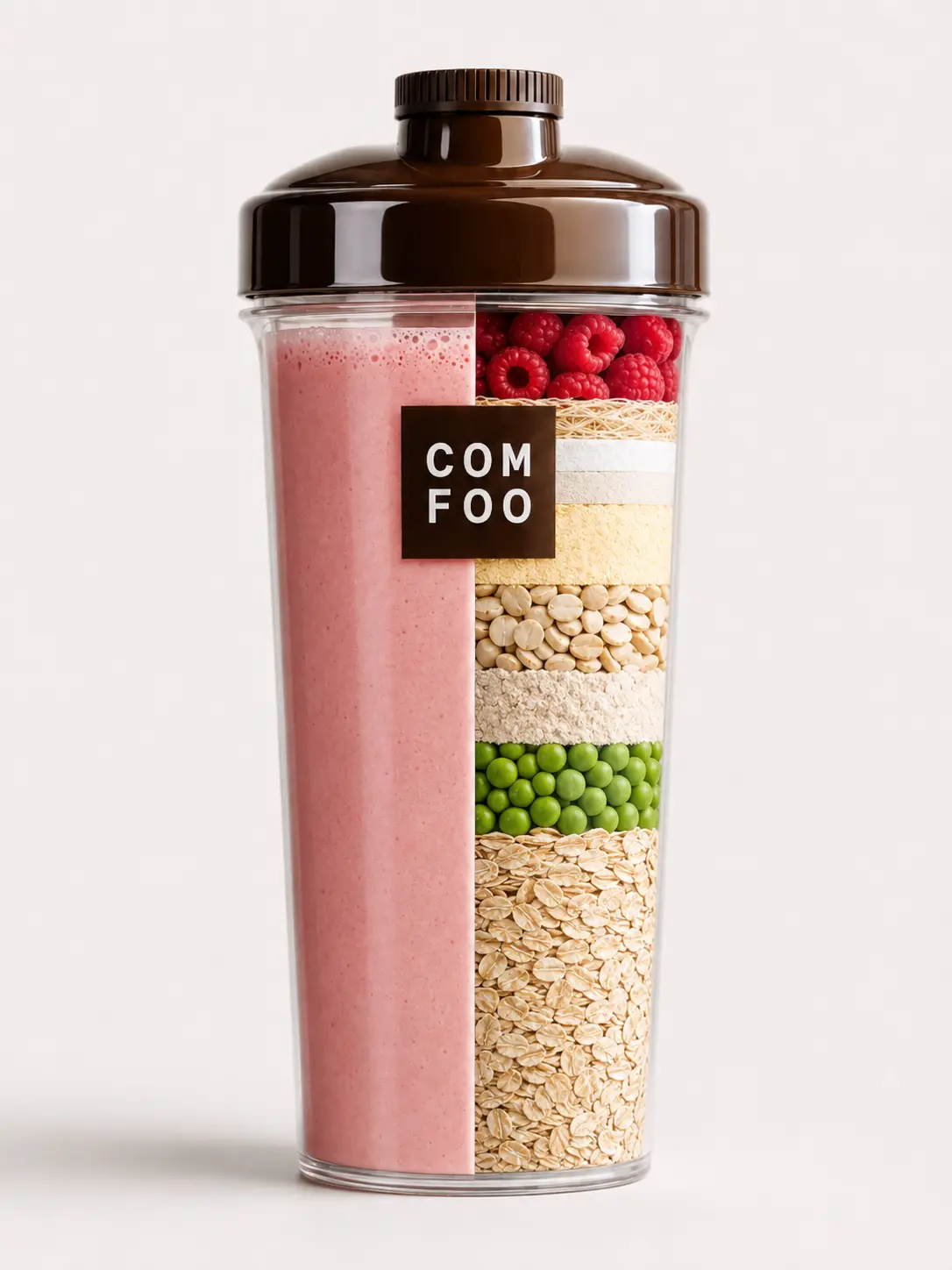 ComFoo Original Hallon – råvaror och färdig shake i samma flaska